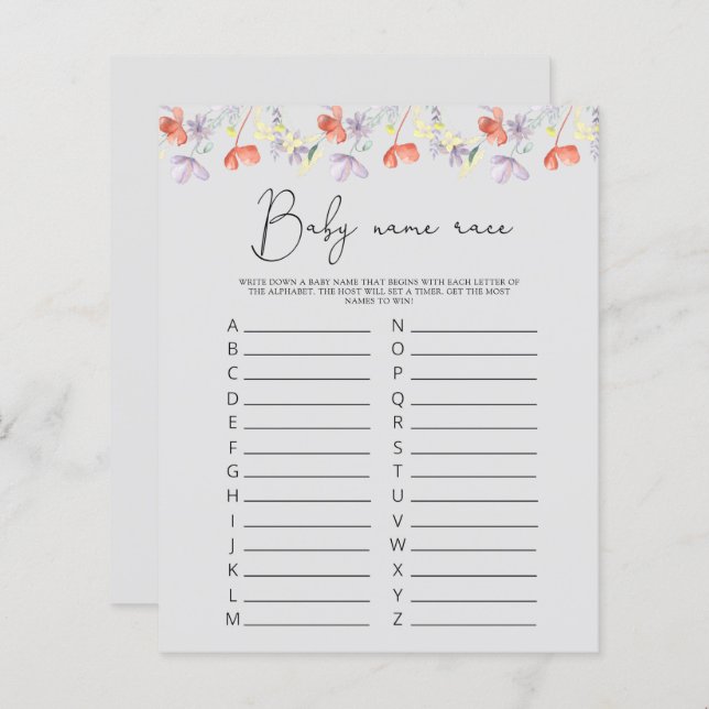 Cantinhos selvagens Jogo de raça do nome do bebê (Frente/Verso)