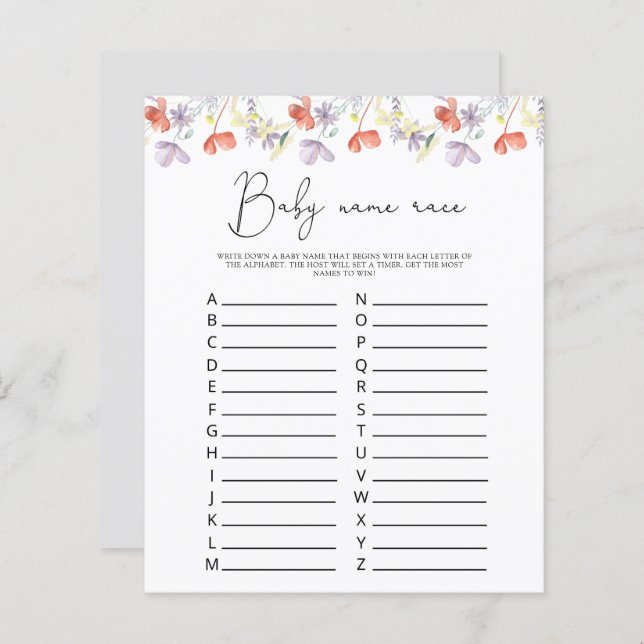 Cantinhos selvagens Jogo de raça do nome do bebê (Frente/Verso)