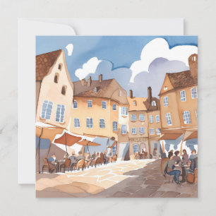 Canto da Cidade Europeia Cartão de Pintura em Aq