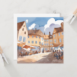 Canto da Cidade Europeia Cartão de Pintura em Aq