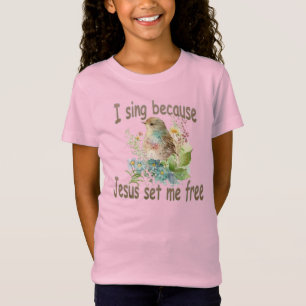 Canto Flores de Pássaros da Camiseta Cristã