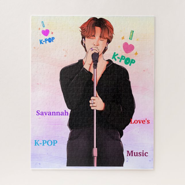 Cantor "I Love K-Pop" com Quebra-cabeça de Notas d (Vertical)