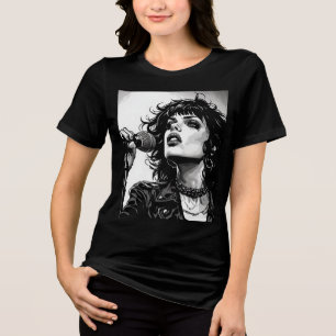 Cantora Gótica Punk Feminina Ilustração Retro em P