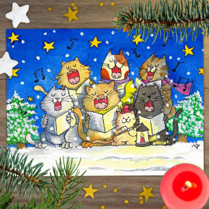 Cantores de Natal de Gatos Cartão Postal Divertido