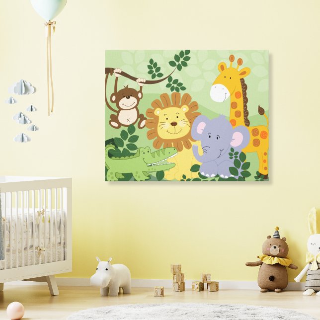Canvas 16x20 de Artefato Safari Animal Selgle (Jungle Safari Animals Nursery Canvas Art 16x20)