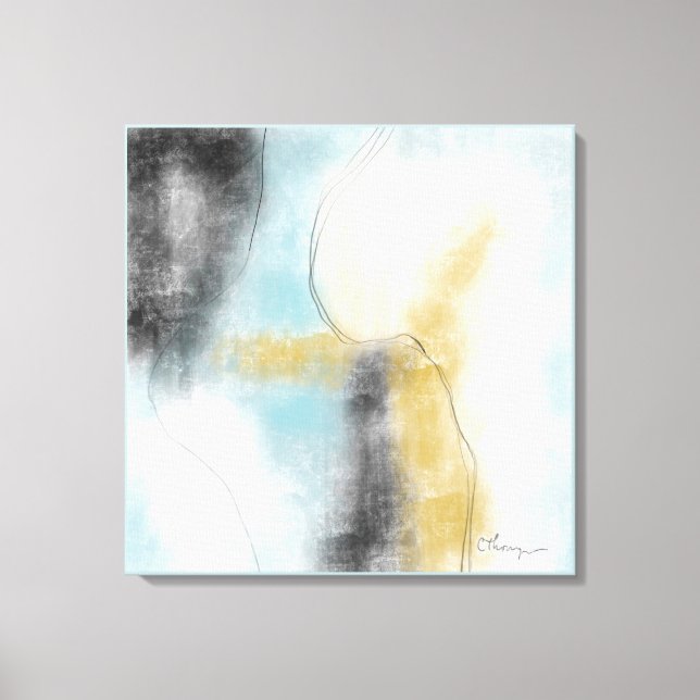 Canvas abstrato azul Dourado Impressão (Frente)