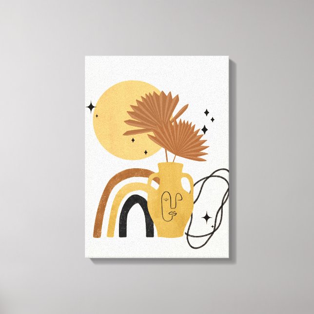 Canvas Abstrato Boho da Beige Plant (Frente)