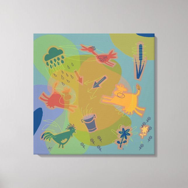 canvas animals cow chicken (Frente)