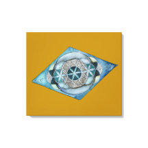 Canvas Atlantic Blue with Sacred Geometry Design 