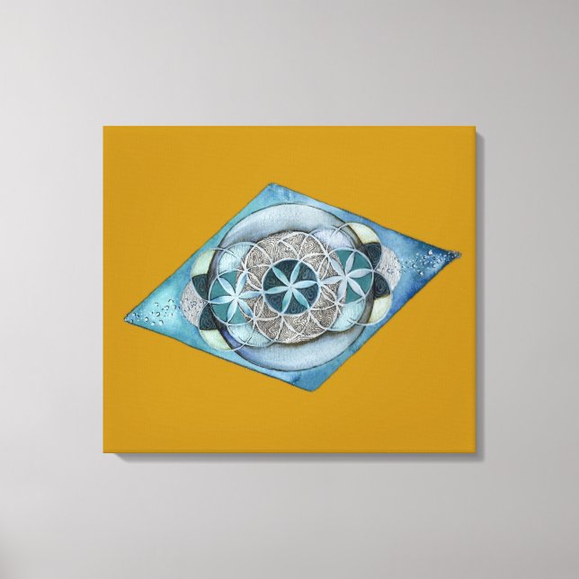 Canvas Atlantic Blue with Sacred Geometry Design  (Frente)