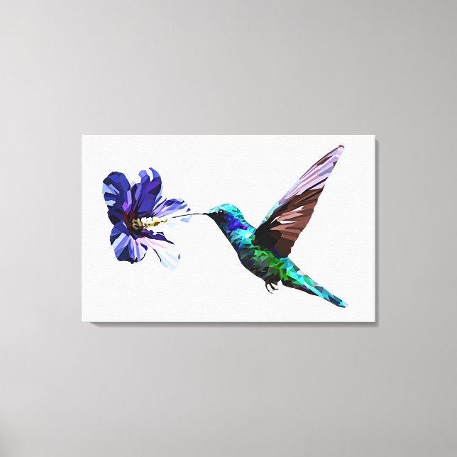 Canvas Bastante Minimalista Hummingbird/Hibiscus (Frente)