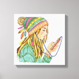 Canvas Boho Hat Girl