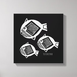 Canvas branca de tinta preta de peixe antigo