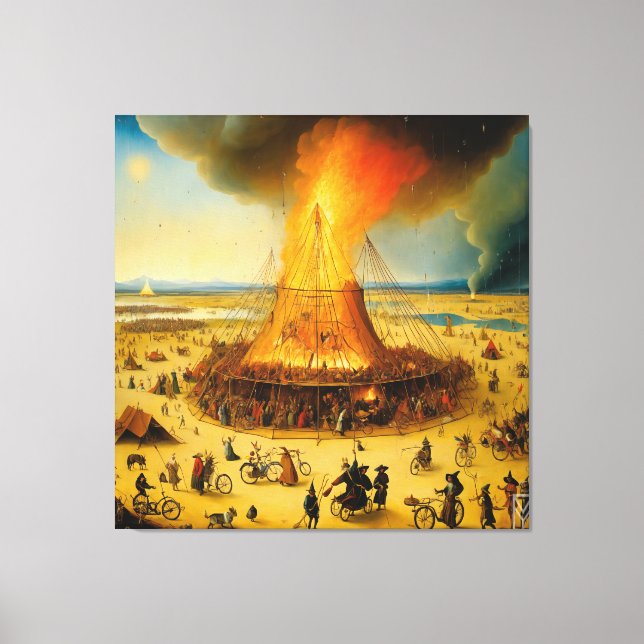 Canvas Burning Man in Boschian Vision (Frente)