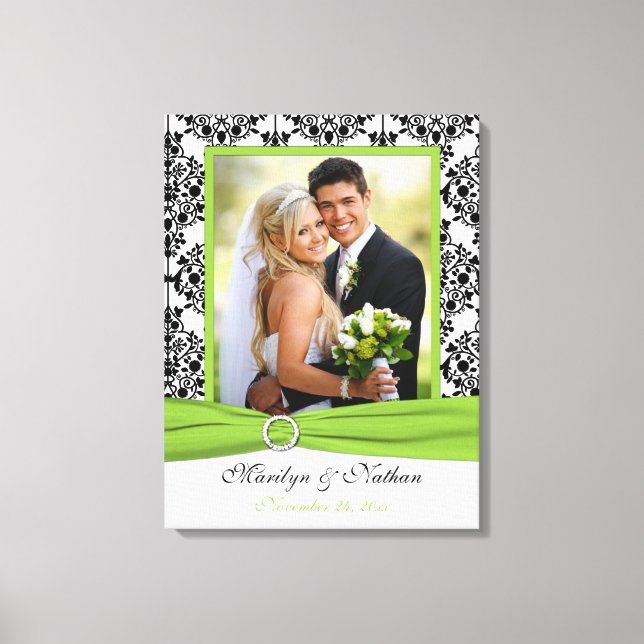 Canvas Chartreuse, Preto, Casamento tema damasco B (Frente)