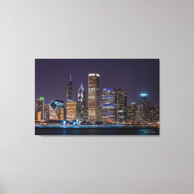 Canvas - Chicago Skyline Illinois com Night Sky (Frente)