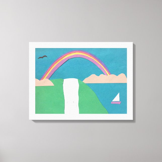 Canvas com arco-íris e cena de queda d'água (Frente)