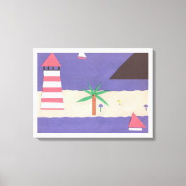 Canvas com Cena de Farol e Cena de Navegação