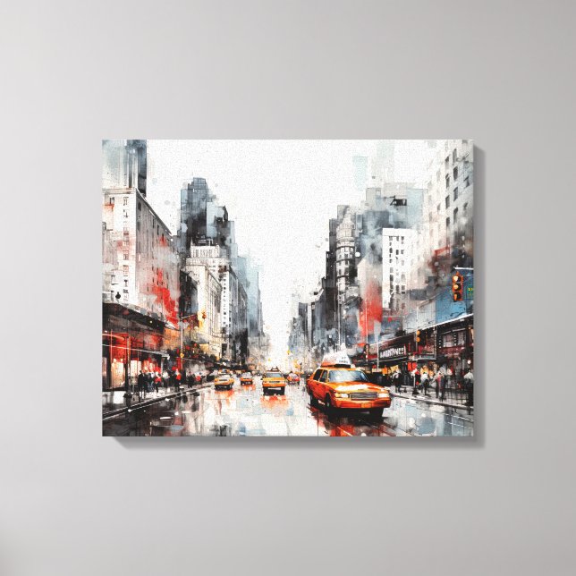 Canvas com Nova Iorque, paisagem pintada. (Frente)