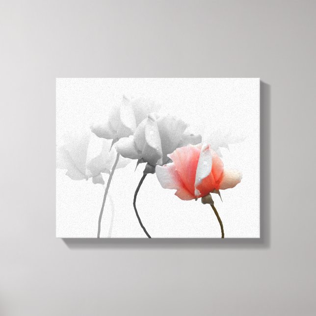 Canvas com Rosas Pretas e Brancas, Uma Rosa (Frente)