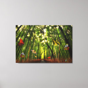 Canvas da arte 2 do bambu & da borboleta