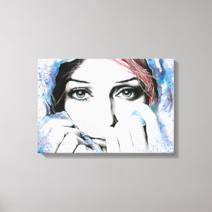 Canvas da pintura da aguarela do retrato da menina