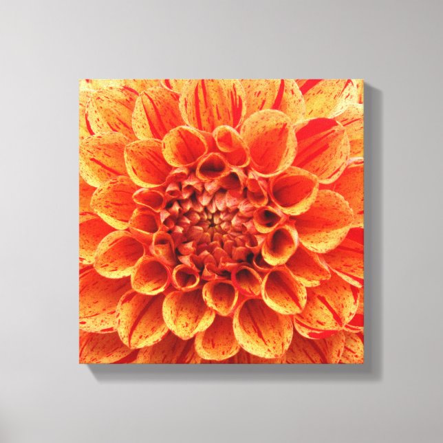 canvas de 12" x 12" - Flor Laranja (Frente)