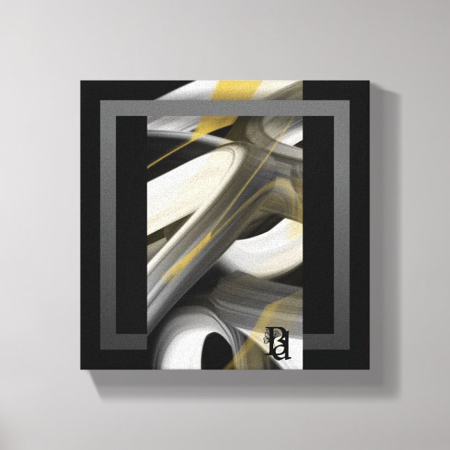 canvas de Abstrato de Tendência de 8x8" preto bran (Frente)