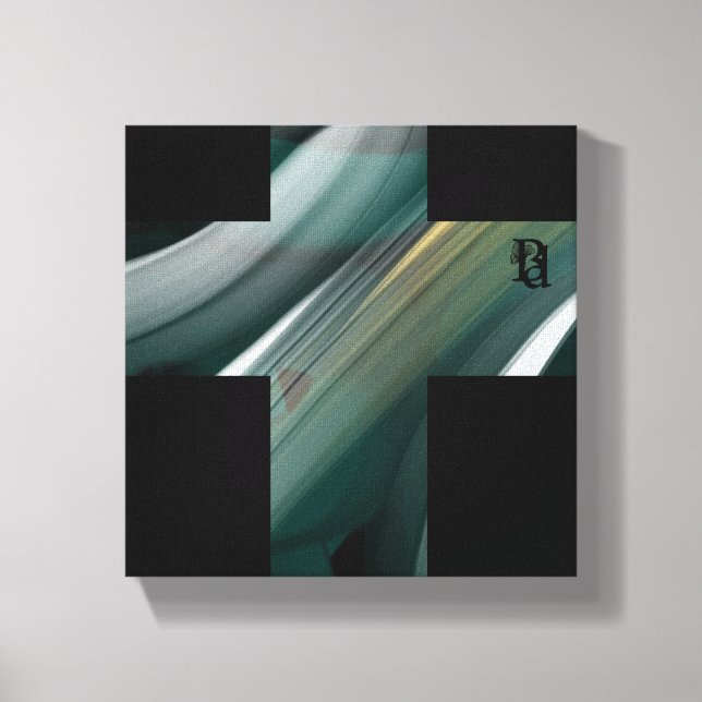 canvas de Abstrato de Tendência de 8x8" Preto Verd (Frente)