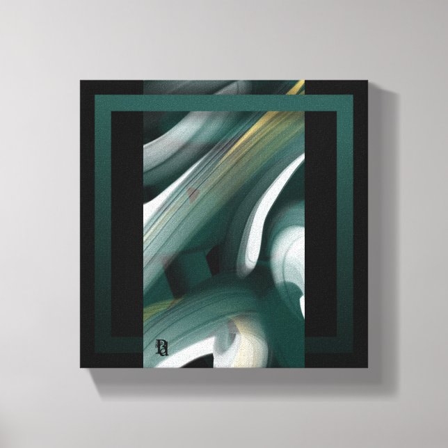 canvas de Abstrato de Tendência de 8x8" Preto Verd (Frente)