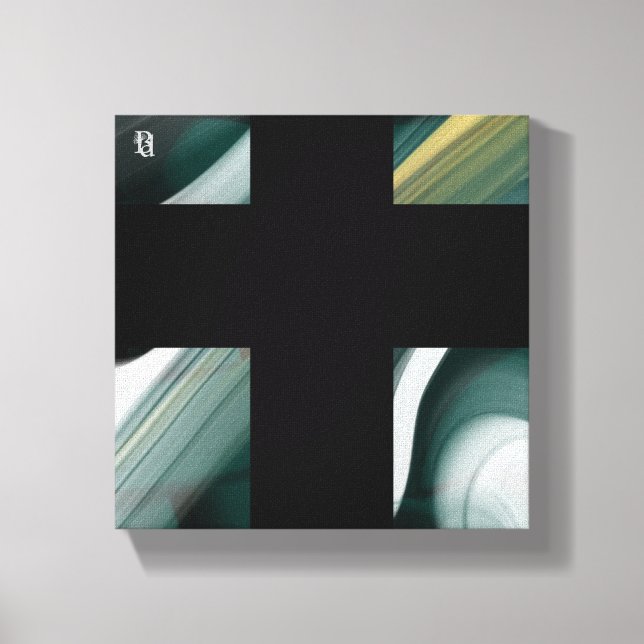 canvas de Abstrato de Tendência de 8x8" Preto Verd (Frente)