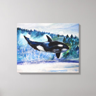 Canvas de aquarela de orca
