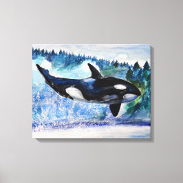 Canvas de aquarela de orca