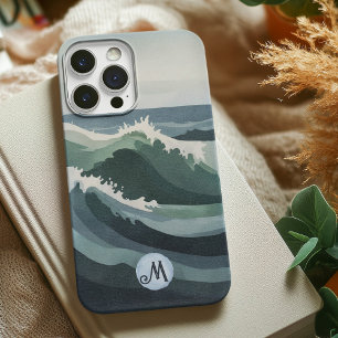 Canvas de Aquarela Mínima das Ondas do Oceano Mode