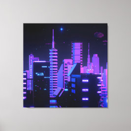 Canvas de arte da IA da cidade roxa Cyberpunk