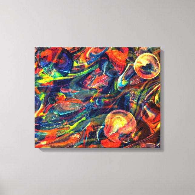 Canvas de arte de Abstrato de bolhas multicores (Frente)