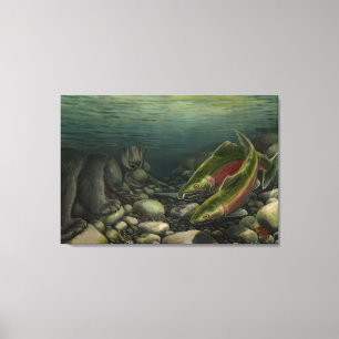 Canvas de Arte de Peixe Coho Salmão w. Impressão