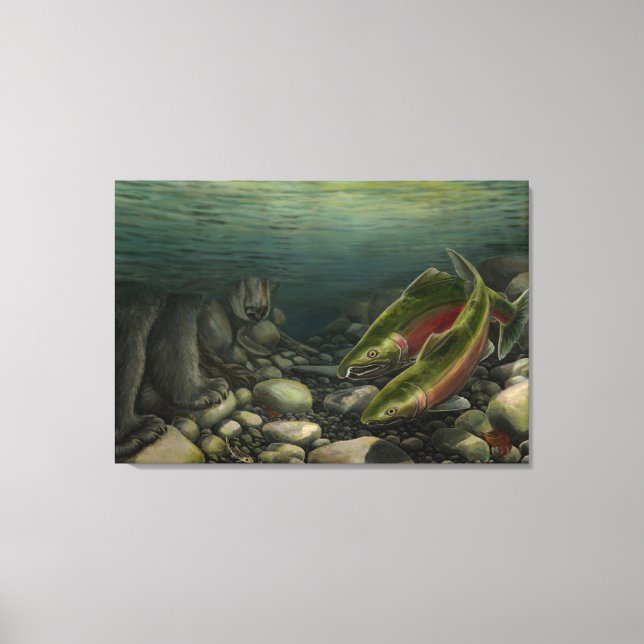 Canvas de Arte de Peixe Coho Salmão w. Impressão d (Frente)