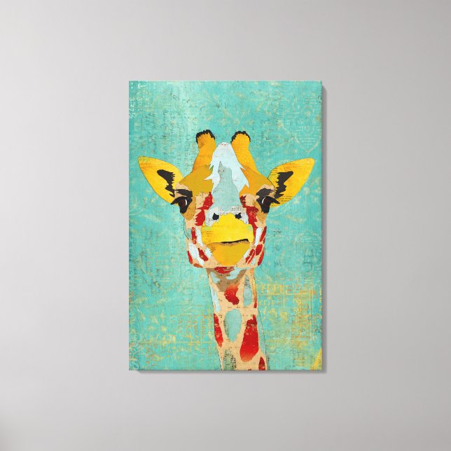 Canvas de Arte Dourada de Peeking Giraffe (Frente)