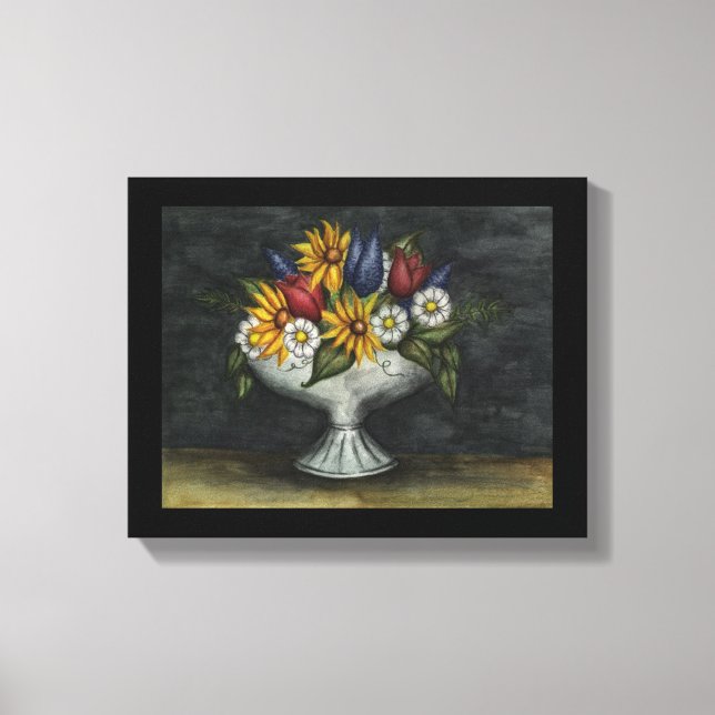 Canvas de Arte Floral de Folha Primitiva (Frente)