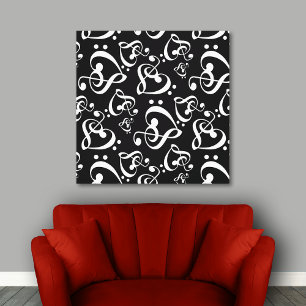 Canvas de arte preto e branco da parede da música