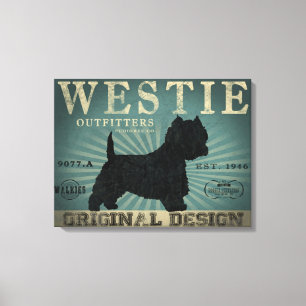 Canvas de arte rústicas do cão de Westie
