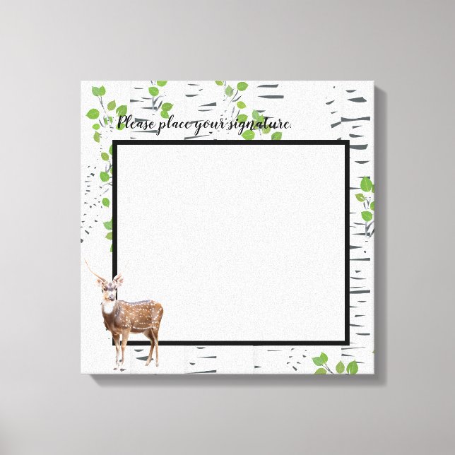 canvas de assinatura de 20"x20" Deer Doe Buck Wood (Frente)