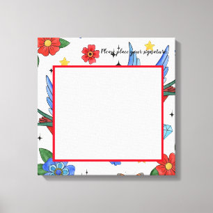 canvas de assinatura de 20"x20" Tatuagem de pássar