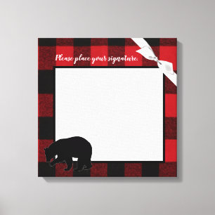 Canvas de assinatura de 20"x20" - Urso de Xadrez d