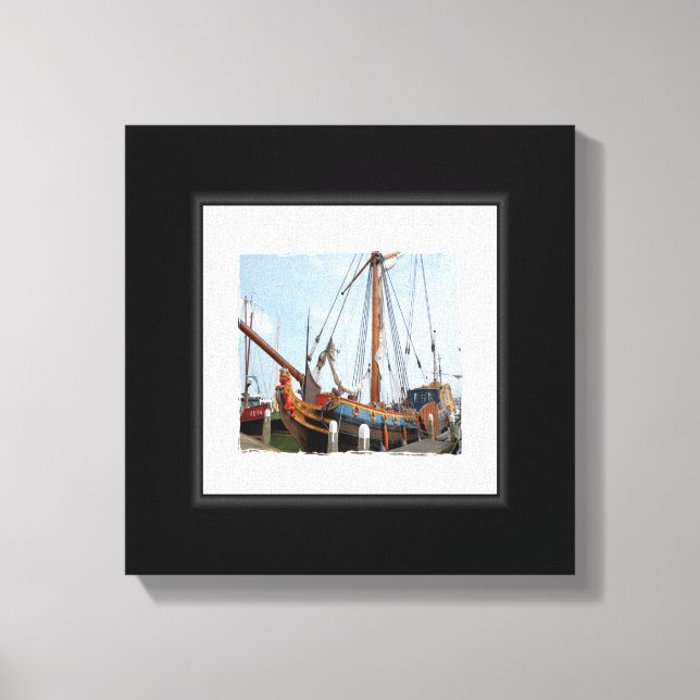 Canvas De Barcos Pretos E Brancos (Frente)