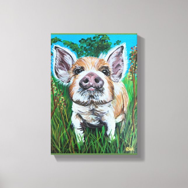 canvas de canvas 8 x 10 "Happy Piglet" (Frente)