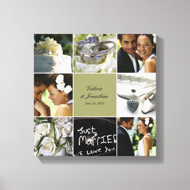 Canvas de Colagem de Casamento - Cor Personalizada (Frente)