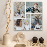 Canvas de Colagem de Fotografias do Monograma da F<br><div class="desc">Colagem de 4 fotos organizada em um layout minimalista com o quadrado central com a primeira letra/alfabeto do nome da sua família, impressão. Este simples impressão de arte minimalista e moderno é adequado para um bebê, um formando, um aniversário de marcos, um querido animal de estimação, um casamento ou qualquer...</div>