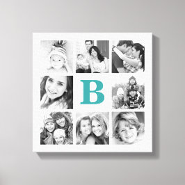 Canvas de Colagem de Fotos da Família Monograma Pe